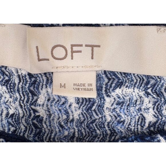Loft Womens Navy Blue Short Sleeve Top Medium - Picture 2 of 6
